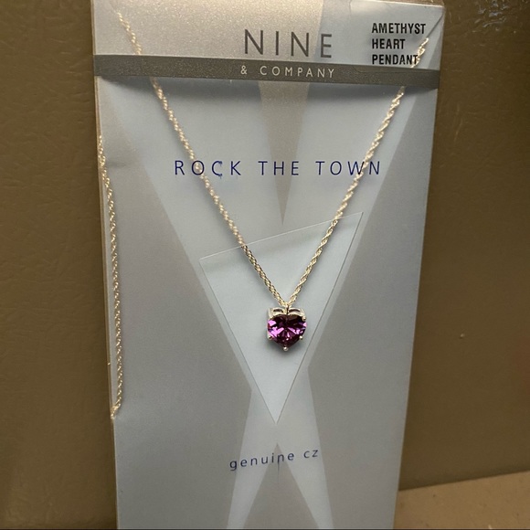 NWT Amethyst heart pendant necklace genuine CZ - Picture 4 of 6